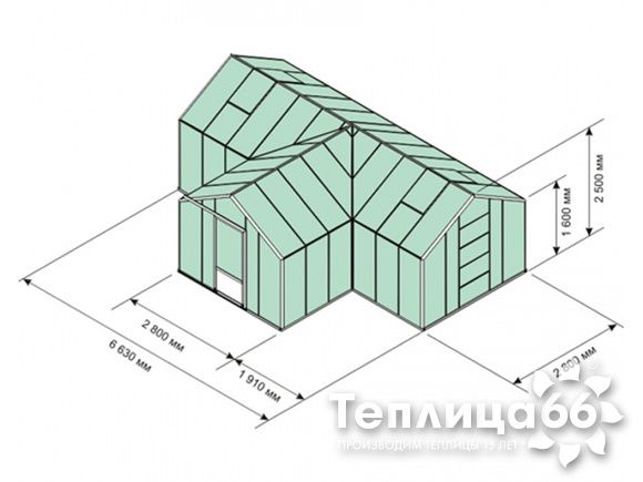 Теплица botanik T с большим тамбуром под стекло (24 м²) готовый комплект
